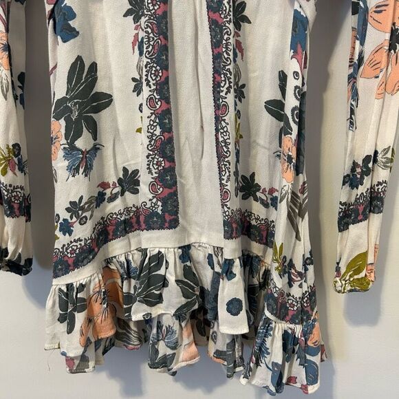Free People Violet Hill Mini Dress Tunic Women's Size 4 Floral Boho babydoll Y2K - Picture 4 of 10